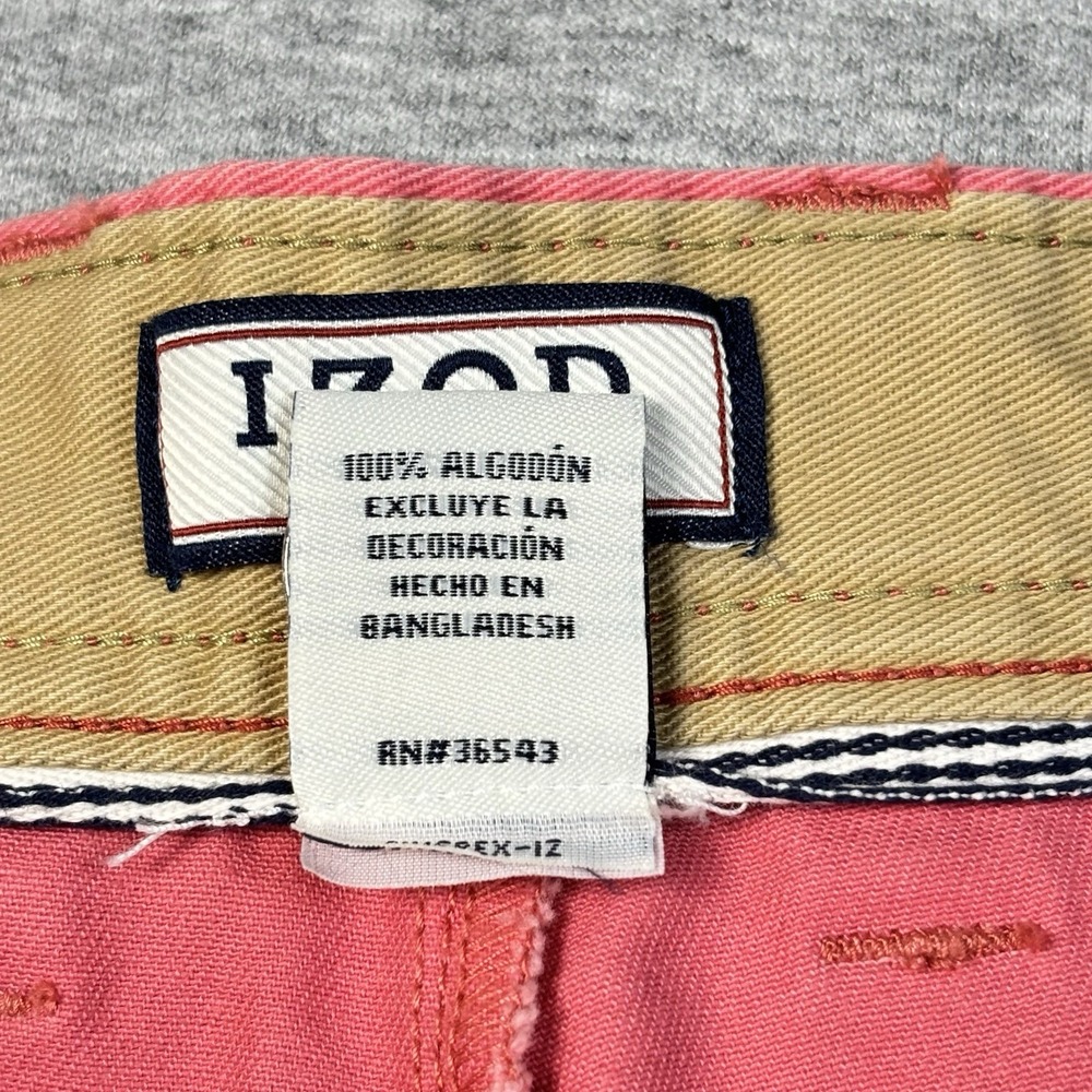 IZOD Saltwater Shorts Mens 38 Vibrant Pink Salmon Chino Stretch Flat Front 38x9 - Picture 3 of 10